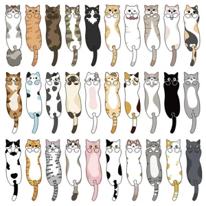 Cute cartoon cat bookmarks set of 30 pieces colorful paper page markers for reading