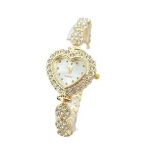 Gouden hart strass dames quartz horloge sprankelend kristal armband mode accessoire