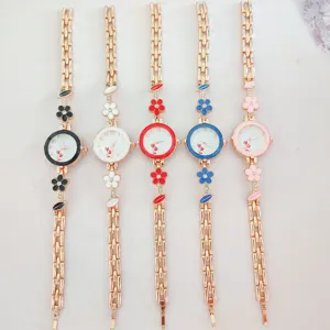 Elegant flower quartz watch for women with stylish bracelet strap and multi-color dial options.