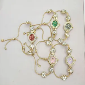 Mujer moda diamantes imitacion cuarzo reloj pulsera ajustable lujo reloj pulsera regalo