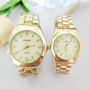 Business Casual Alloy Steel Band Rhinestone Quartz Watch Luxury Full Diamond Couple Wristwatch Fashion Men and Women Jewelry