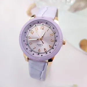 Einfache Minimalistische Damen Lederarmband Quarzuhr Frauen Mode Elegante Runde Analoge Zifferblatt Armbanduhr Für Studenten Geschenk