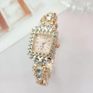 Orologio da donna al quarzo quadrato con strass design bracciale cristallo elegante chic.