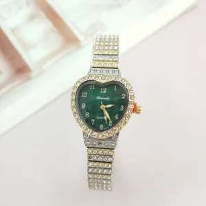 Modische herzförmige Strass-Quarzuhr für Damen mit glitzerndem Kristall-Diamant-Armband.