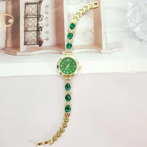Mode Luxus Legierung Strass Armbanduhr Rundes Zifferblatt Quarz Zeiger Armbanduhr Für Damen Elegante Schmuck Armbanduhr