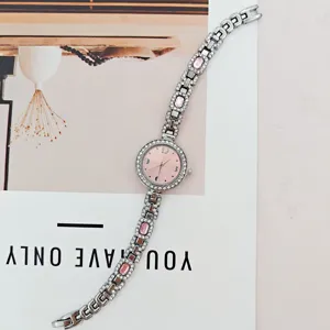 Mode Damen Quarzuhr Luxus Legierung Strass Armband Rund Analog Armbanduhr Elegant Glänzend Kette Uhr Schmuck Für Geschenk