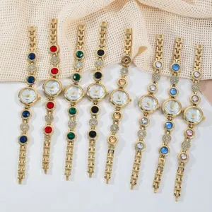Luxus Mode Damen Quarzuhr mit bunten Stein Armband Armbanduhr Hauptbild für den Alltag