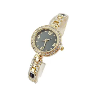 Gold Strass Damen Quarz Uhr Mode Damen Armbanduhr glitzerndes Kristall Zifferblatt.
