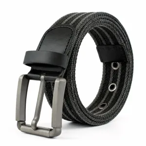 Casual Canvas Belt With Alloy Pin Buckle Unisex Woven Waist Belt For Daily Commuting