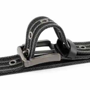 Canvas belt for men and women, casual student style with metal pin buckle and eyelets.
