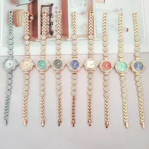 Fashion Flower Rhinestone Women Quartz Watch Luxury Alloy Chain Bracelet Watch Elegant Analog Ladies Wristwatch Gift