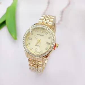 Orologio Quarzo Strass Oro Acciaio Inossidabile Cinturino Lusso Donna Uomo Casual