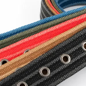 Canvas belt for men women casual multi-color durable fabric strap with metal eyelets