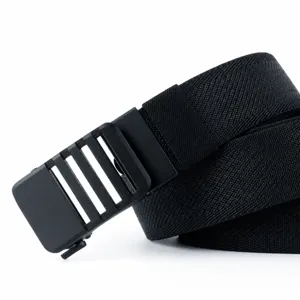 Outdoor tactical elastic woven belt with alloy automatic buckle, casual breathable black belt for men