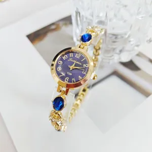 Fashion Alloy Rhinestone Women Watch Elegant Round Dial Pointer Quartz Wristwatch Bracelet Chain Strap Clock Jewelry Gift For Female