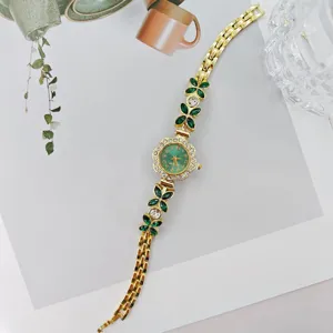 Elegante Damen Quarz Armbanduhr Gold Silber Strass Blütenblatt Design Analoguhr Luxus Mode Schmuck Uhr Geschenk für Damen