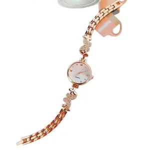 Roségold Strass Schmetterling Quarz Uhr Damen elegante Mode Armbanduhr Hauptbild