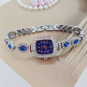 Damen Quadratisch Quarz Armbanduhr Vollständig mit Strass Eingelegt Elegante Mode Armbanduhr Für Damen Schmuck Geschenk
