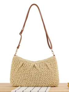 Sac à Bandoulière en Paille de Papier Tissé à la Main pour Femmes Simple Décontracté pour Vacances à la Plage Voyage Quotidien