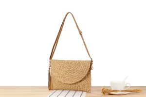 Stylish straw woven crossbody bag for women, perfect for daily casual commuting and travel use.