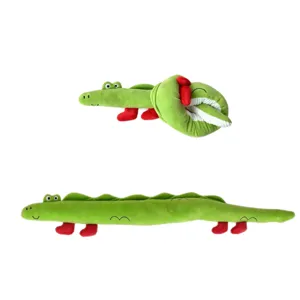 Cute green crocodile plush pet toy, interactive dog chew toy and cat boredom relief toy.