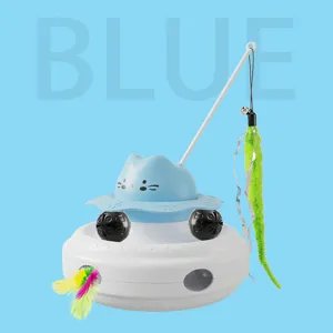 Smart Electric Cat Toy UFO Shape Automatic Laser Feather Toy With Rechargeable Battery 360 Degree Rotating Interactive Kitten Toy