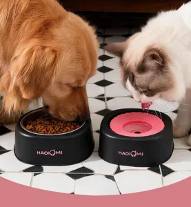Pet water bowl anti-wet mouth floating cat dog drinking bowl and food bowl set.