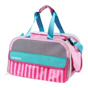 Sac de Transport Portable Pliable pour Animal de Compagnie Maille Respirante Chat Chien Sac à Main de Voyage Rayé Fournitures pour Animaux