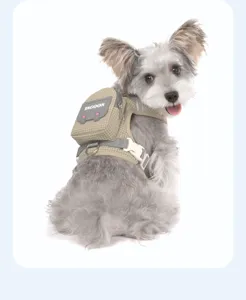 Detailed view of the cute pet harness with mini backpack design for dogs and cats.