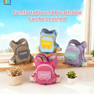 Dog harness vest with small backpack for small dogs cats breathable walking leash pet supplies