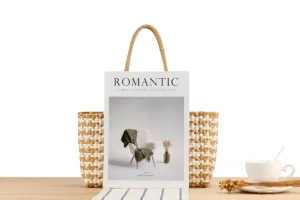 Stylish plastic woven tote bag, perfect for beach vacation and casual daily outfits.