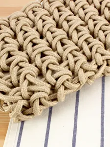 Handmade woven rope knot shoulder bag, chic minimalist beach vacation women fashion tote handbag