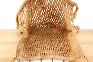 Handgemaakte geweven katoenen touw schoudertas casual net tas stijlvolle minimalistische strandtas