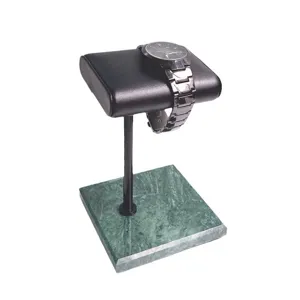 Marmeren Basis Metalen Horlogestandaard Artistiek Kunstleren Kussen Polshorloge Opberghouder Home Office Bureau Ornament
