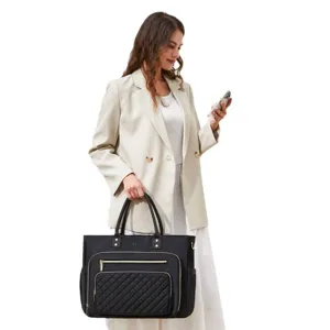 Professional black tote bag for women work laptop bag large capacity business commuter