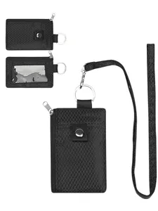 Unisex Casual Polyester Minimalistische Kaarthouder Portemonnee RFID Blokkering Mini Nekkoord Portemonnee Met Sleutelhanger ID Venster Voor Reizen