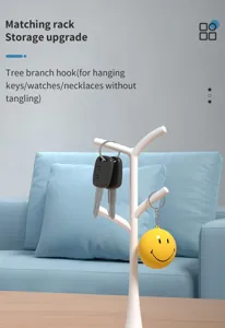 Weißer Ast Schlüsselhalter Desktop Schmuckständer Kettenorganizer für Flur Deko Zuhause.