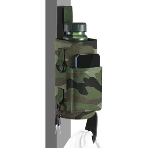 Magnetisch fitness waterfles tasje detail, tactische camouflage bekerhouder met telefoonzak.