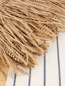 Sac à main décontracté en paille à franges pour femme, fourre-tout de plage tissé.