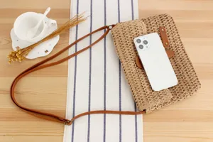 Detailed view of the stylish retro woven crossbody bag, showcasing its unique texture.