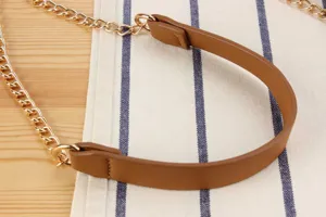 Brown leather and gold chain bag replacement strap detail view for women accessories