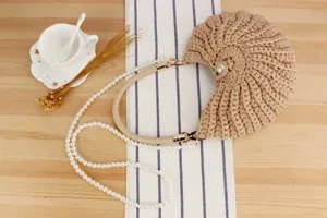 Handmade crochet shell handbag for women casual beach woven shoulder crossbody bag