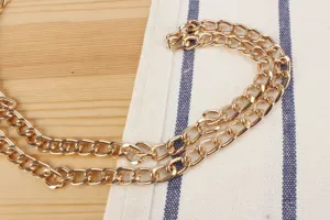 Gold metal chain strap detail, premium hardware accessory for handbags and DIY purses.