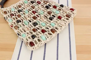 Sac à main tissé de perles fait main, sac cabas chic et décontracté de plage vacances