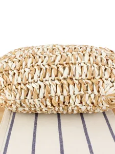 Handmade two-tone woven straw handbag casual beach tote purse minimalist daily stylish bag