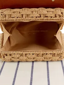 Damen Stroh geflochtene Umhängetasche lässige Handtasche Strand Urlaub Mode Retro Schultertasche