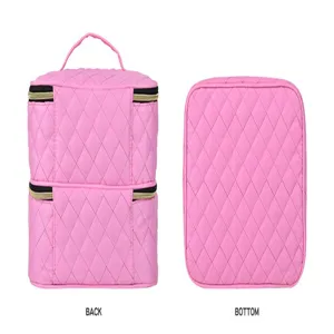 Roze Gewatteerde Essentiële Olie Opbergtas Make-up Tas Reisetui met Handvat