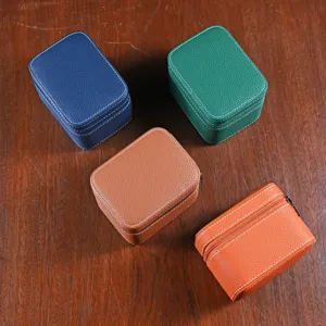 Leren horloge opbergdoos draagbare echt lederen mechanische horloge organizer reisetui