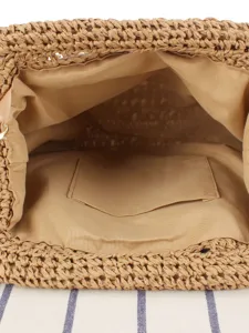 Women's woven straw bag casual beach handbag stylish summer purse interior design