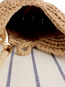 Hand-woven crochet women shoulder bag stylish casual daily beach vacation handbag